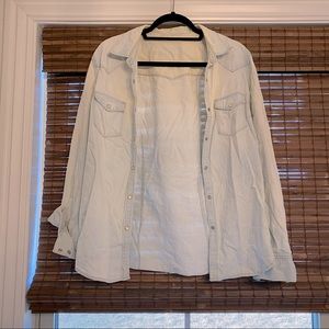 Gap distressed denim button down shirt